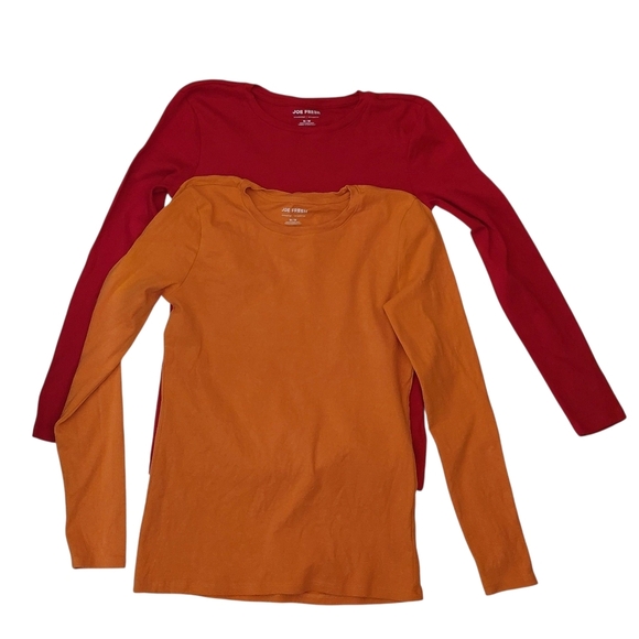 Joe Fresh Women's Long Sleeve Tees - Red and Orange 2 For 1 - Picture 1 of 6
